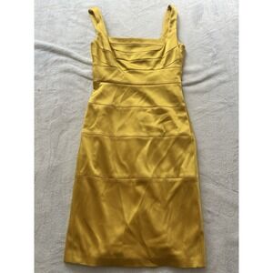 JAX Dress Women's 2 Yellow Satin Tank Cocktail Prom Bridesmaid‎ Wedding Bodycon